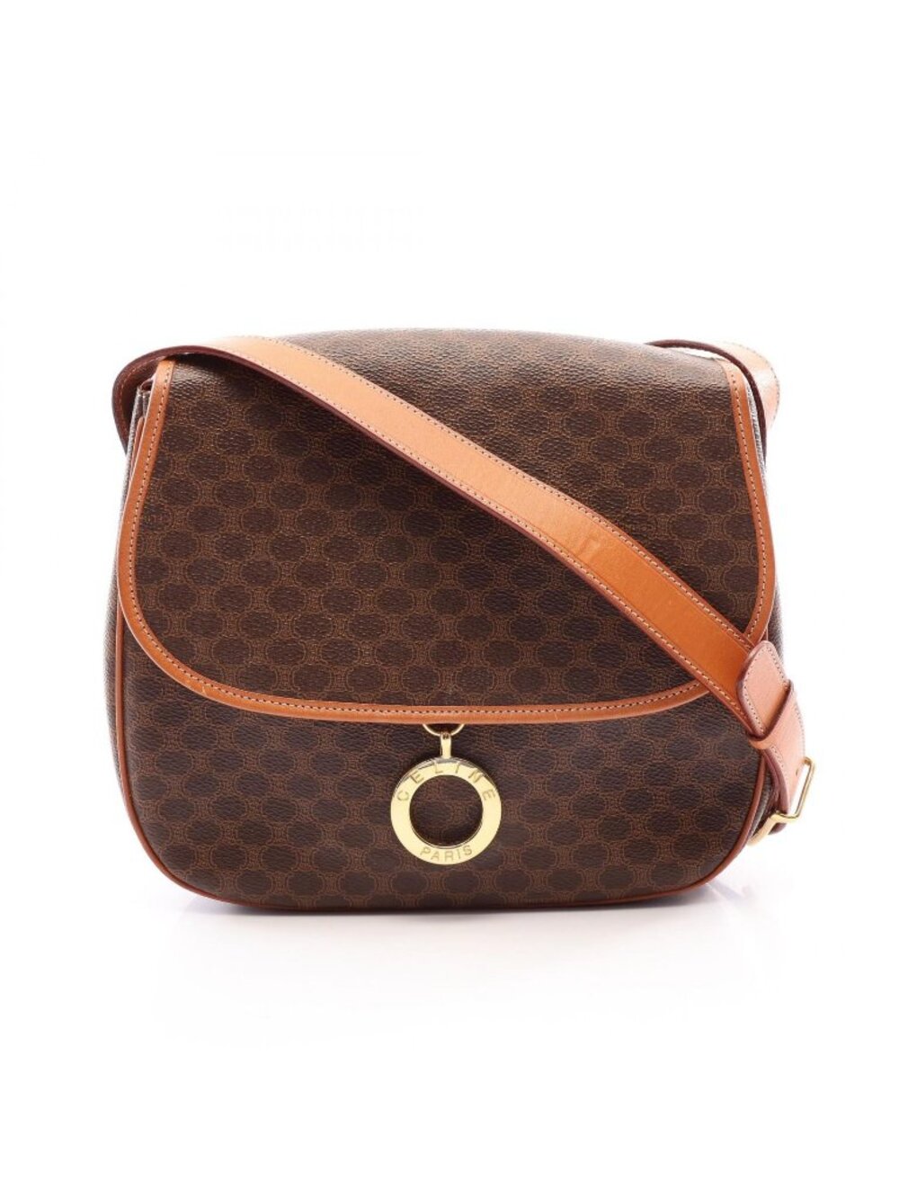 Celine Shoulder Bag Macadam Brown Leather